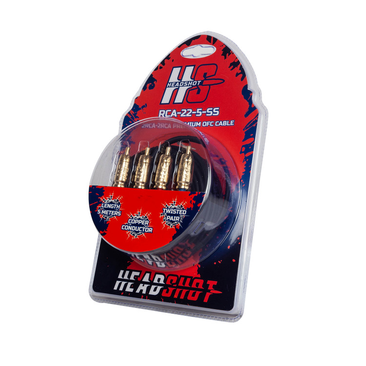Межблочный кабель KICX Headshot RCA-22-5-SS 2RCA-2RCA 5 метров, бескислородная медь