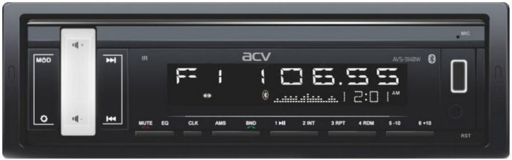 ACV AVS-914BW (1din/белая/Bluetooth/USB/AUX/SD/FM/4*50)
