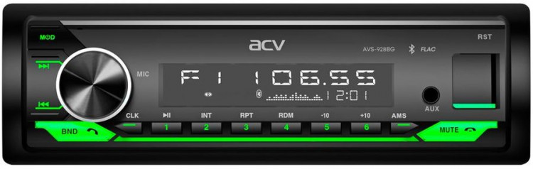 ACV AVS-928BG (1din/зеленая/Bluetooth/USB/AUX/SD/FM/4*50)