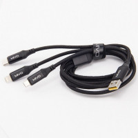 Кабель 3в1 Micro USB + Type-C+ Lightning Mivo MX-74, 3А, 1200мм