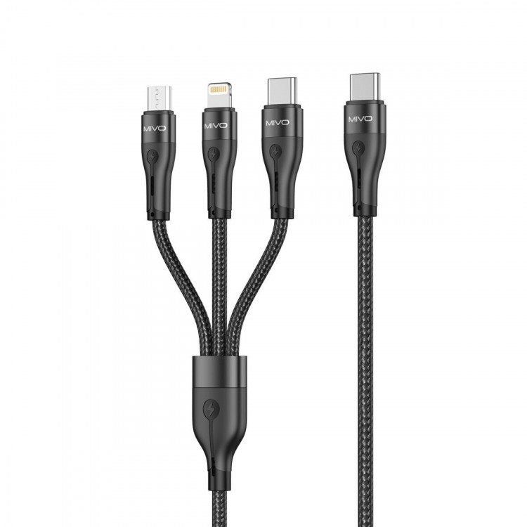 Кабель 3в1 Type-C-Micro USB + Type-C+ Lightning Mivo MX-75, 3А, 1200мм