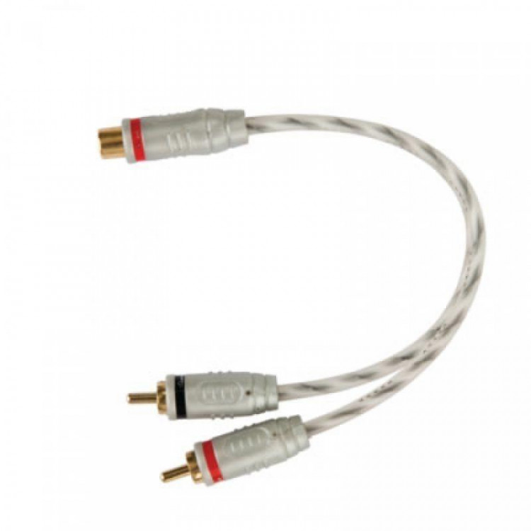 KICX MRCA02M RCA Y-коннектор, 0.2 метра, 1 мама/2 папы, 2 канала, витая пара, 1ШТ.
