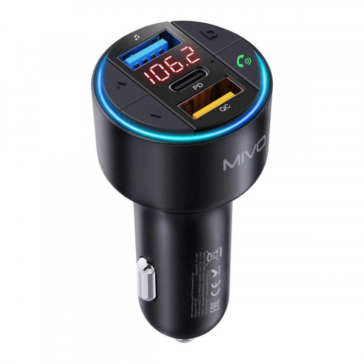 Автомобильный FM-модулятор с Bluetooth Mivo MF-08 /38 Вт/QC 3.0
